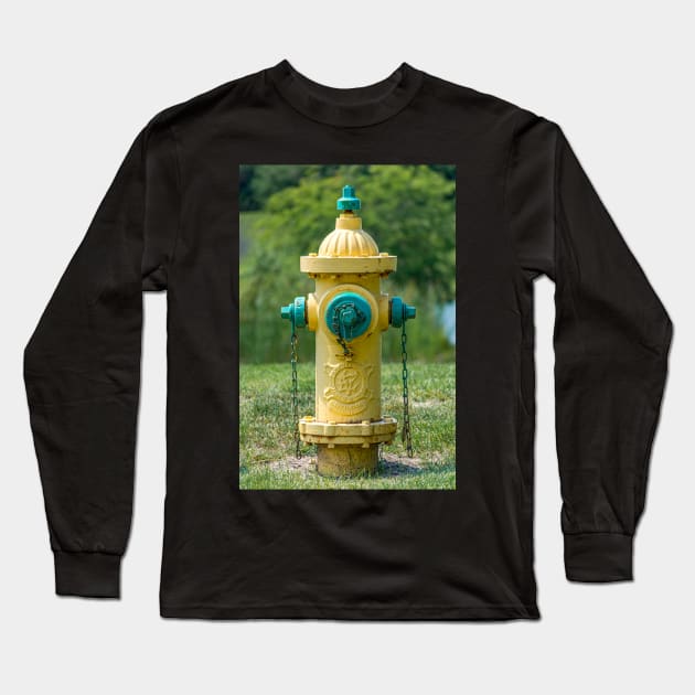 Yellow and Green Eddy Hydrant Long Sleeve T-Shirt by Enzwell